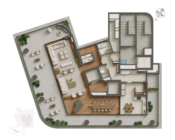 Planta Duplex 4 Suites - 641 m² (inferior) 1